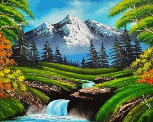 Waterfall River Landscape Art Paint By Numbers