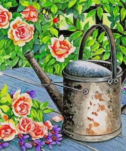 Watering Can With Flowers Art Paint By Numbers