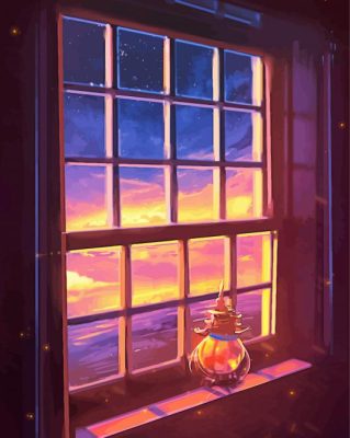 Window Sunset Art Paint By Numbers