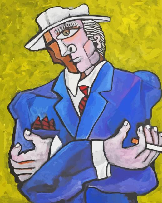 Abstract Man Smoking A Cigarrette Art Paint By Numbers