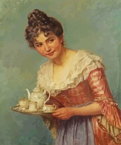Aesthetic Woman Drinking Tea Paint By Numbers