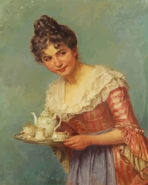 Aesthetic Woman Drinking Tea Paint By Numbers