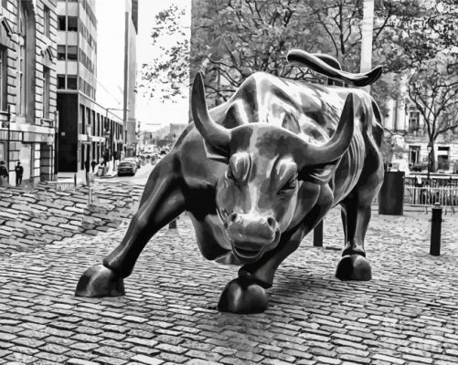 Black And White Wall Street Bull Paint By Numbers