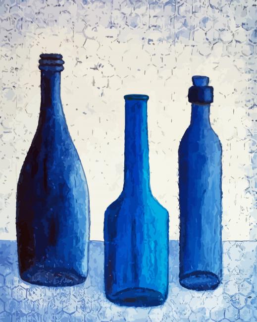 Bleu Abstract Bottles paint by numbers