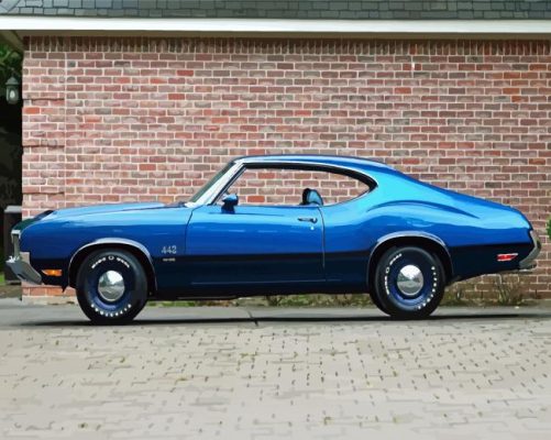 Blue Oldsmobile 442 Paint By Numbers