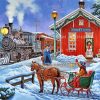 Christmas Train In Snow Paint By Numbers