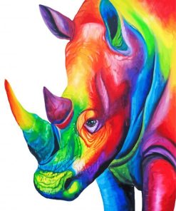 Colorful Rainbow Rhino Paint By Numbers