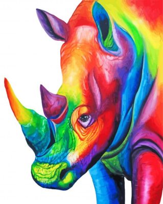 Colorful Rainbow Rhino Paint By Numbers