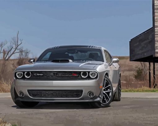 Cool Grey Dodge Challenger Scat Paint By Numbers