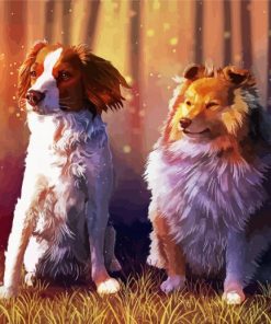 Appealing Dogs In Autumn Paint By Numbers