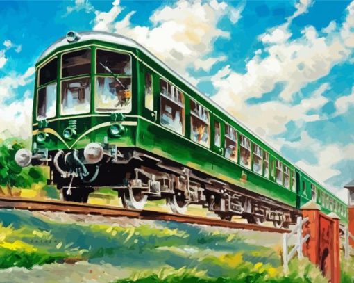 Green Diesel Train Paint By Numbers