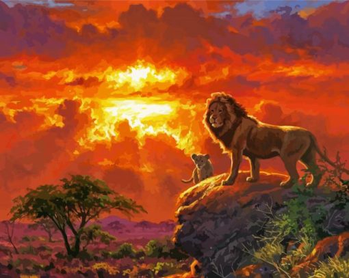 Lion Sunset Art Paint By Numbers