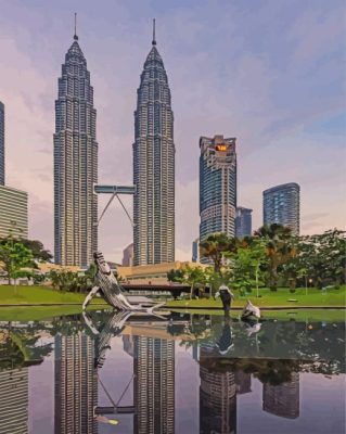 Petronas Twin Tower Building Paint By Numbers