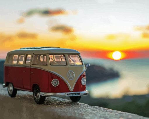Toy VW Car Sunset Paint By Numbers