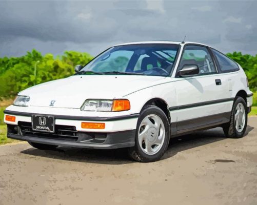 White Honda CRX Paint By Numbers