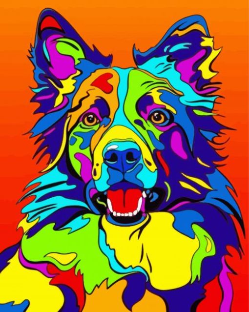 Colorful Border Collie Dog Paint By Numbers