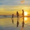 Family Beach Silhouette At Sunset Paint By Numbers