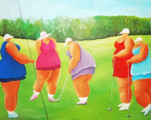 Fat Ladies In Golf Art Paint By Numbers