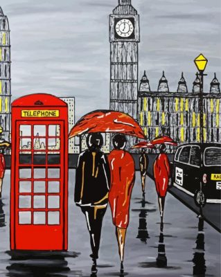 London Red Phone Box Paint By Numbers