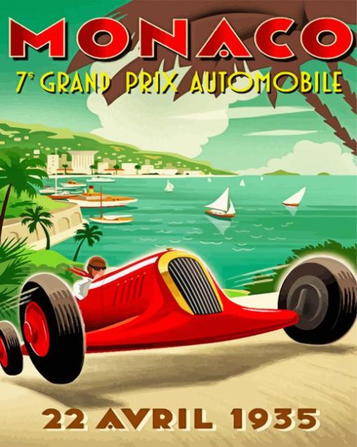 Monaco Grand Prix Illustration Poster Paint By Numbers