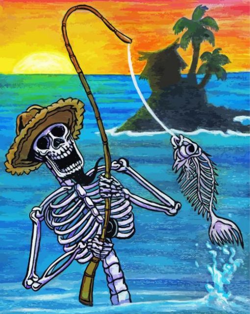 Skull Fishing In Hawaii Paint By Numbers