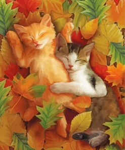 Sleepy Cats In Autumn Paint By Numbers