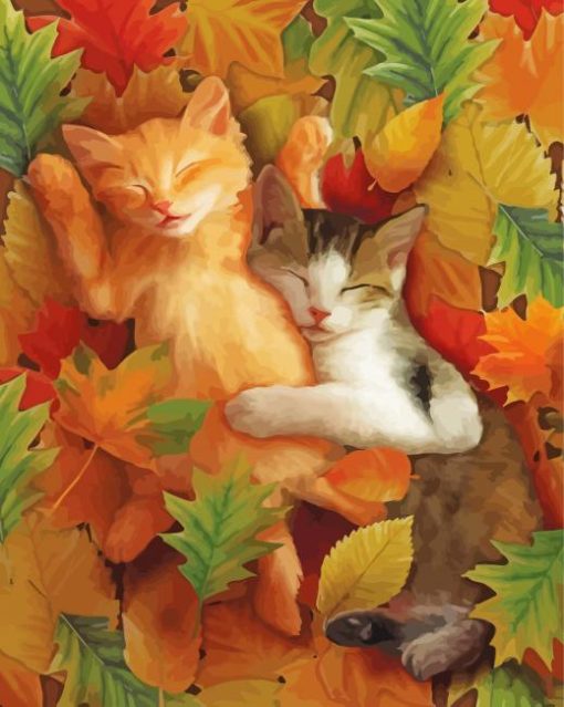 Sleepy Cats In Autumn Paint By Numbers