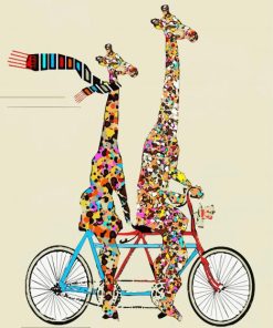 Two Giraffes On A Bike Paint By Numbers