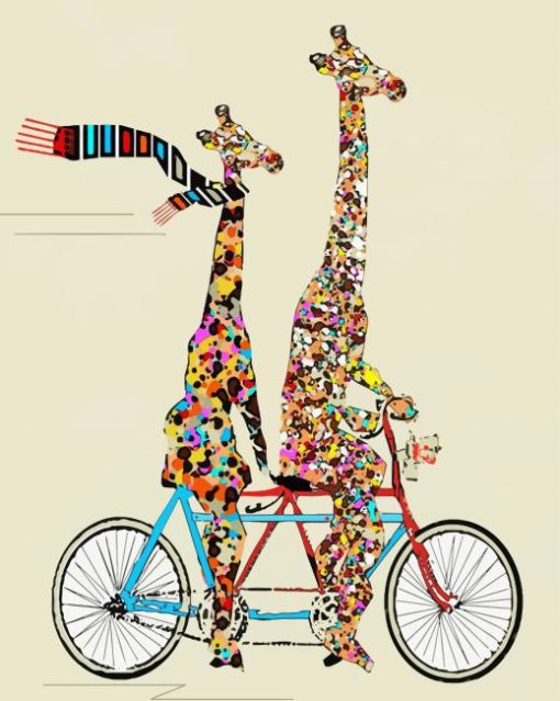 Two Giraffes On A Bike Paint By Numbers