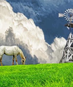 Western Windmill And Horse Paint By Numbers