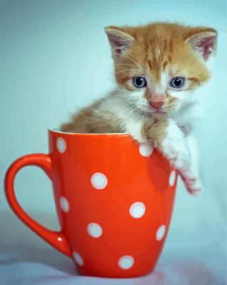 Adorable Kitten In A Cup Paint By Numbers