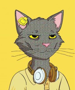 Aesthetic Cat With Headphones Art Paint By Numbers