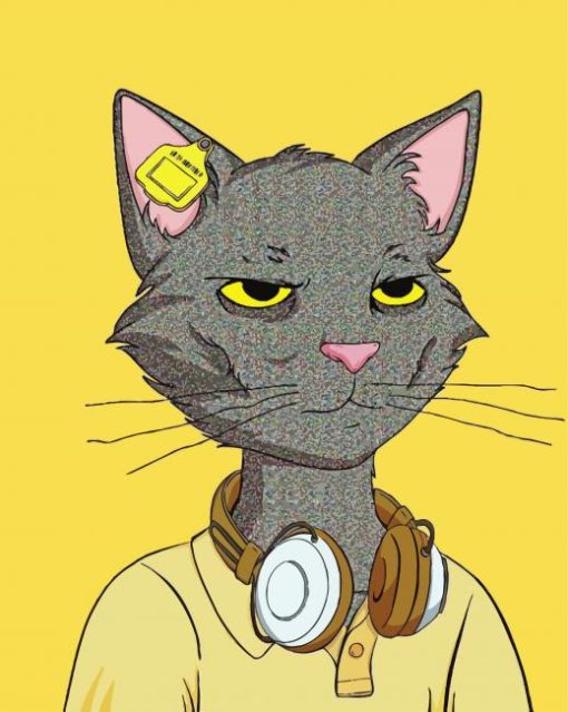 Aesthetic Cat With Headphones Art Paint By Numbers