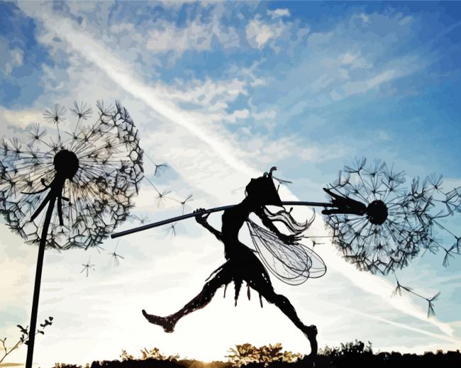 Aesthetic Dandelion Fairy Silhouette Paint By Numbers