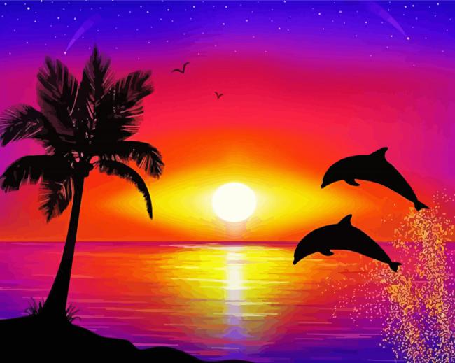 Aesthetic Dolphin At Sunset Paint By Numbers