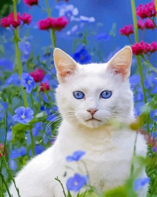 Beautiful Cat In Garden Paint By Numbers