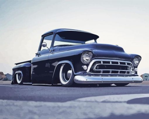 Black Classic Chevy Truck Paint By Numbers