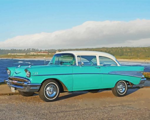 Blue 1957 Chevy Paint By Numbers