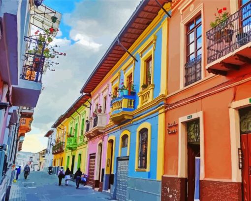 Colorful Buildings Vintage Town Paint By Numbers