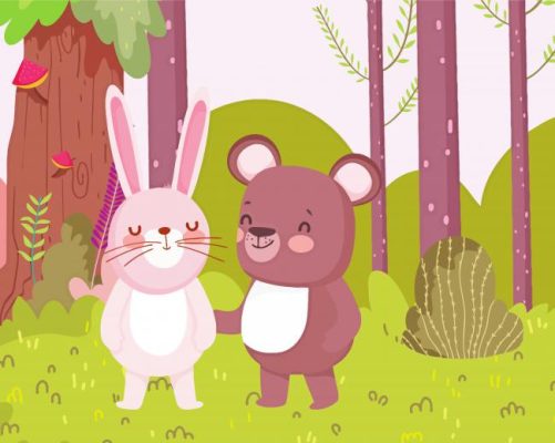 Rabbit And Bear Paint By Numbers