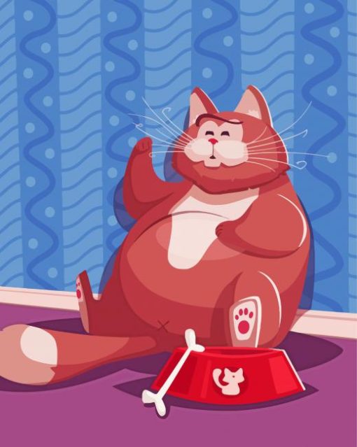 Funny Fat Cat Cartoon Vector Paint By Numbers