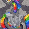 Grey Rainbow Dragon Art Paint By Numbers