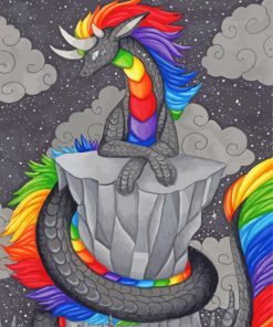 Grey Rainbow Dragon Art Paint By Numbers