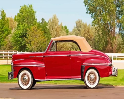 Red Old Mercury Convertible Paint By Numbers