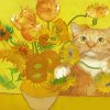 Yellow Fat Cat With Flowers Paint By Numbers