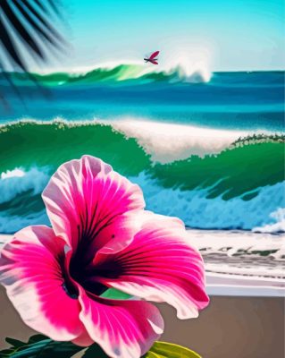 Pink Hawaiian Flower Paint by numbers