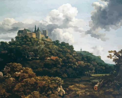 Bentheim Castle By Jacob Ruisdael Paint By Numbers