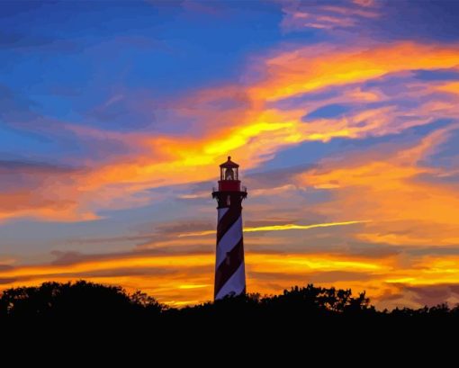 St Augustine Lighthouse Sunset Sky Paint By Numbers