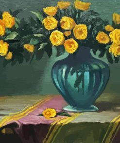 Still Life Yellow Roses In Vase Paint By Numbers