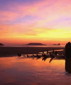 Worms Head Rhossili Sunset Paint By Numbers
